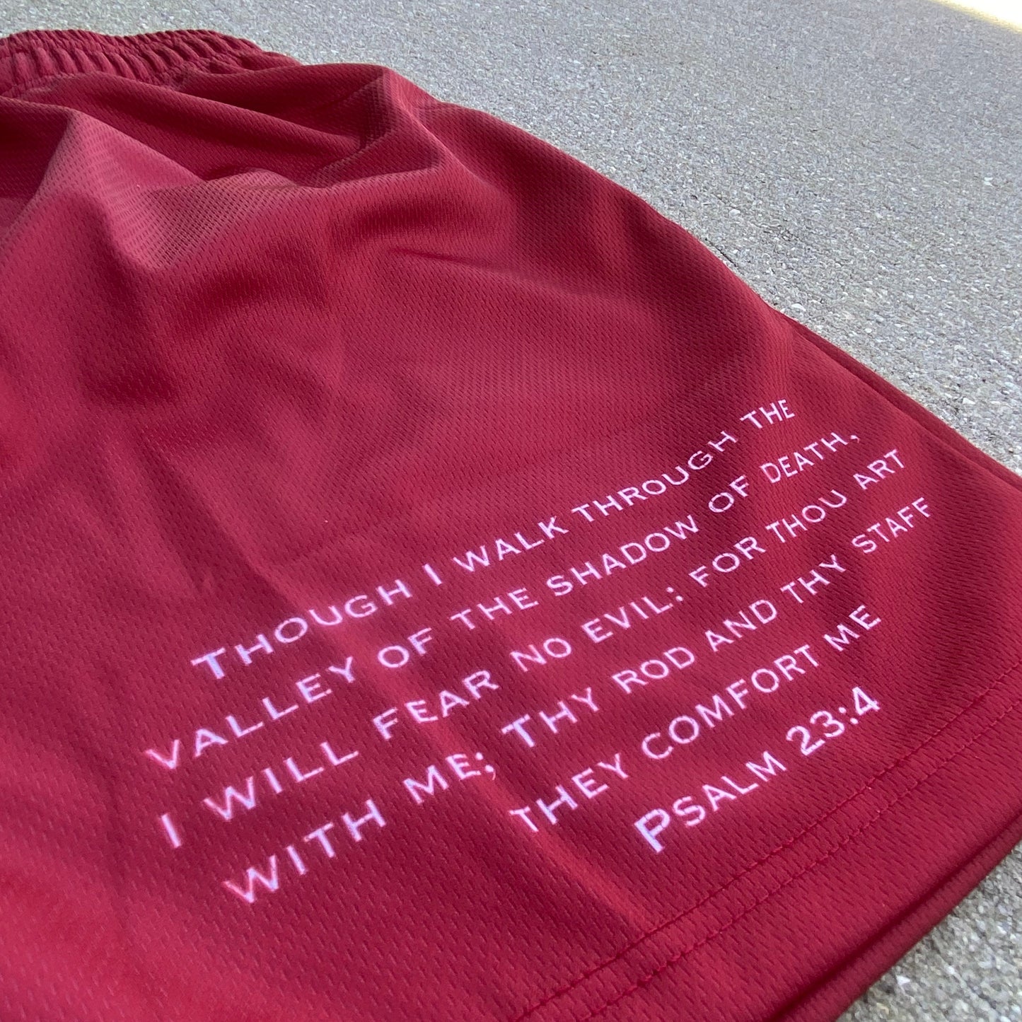 PSALM 23:4 Mesh Shorts - Red